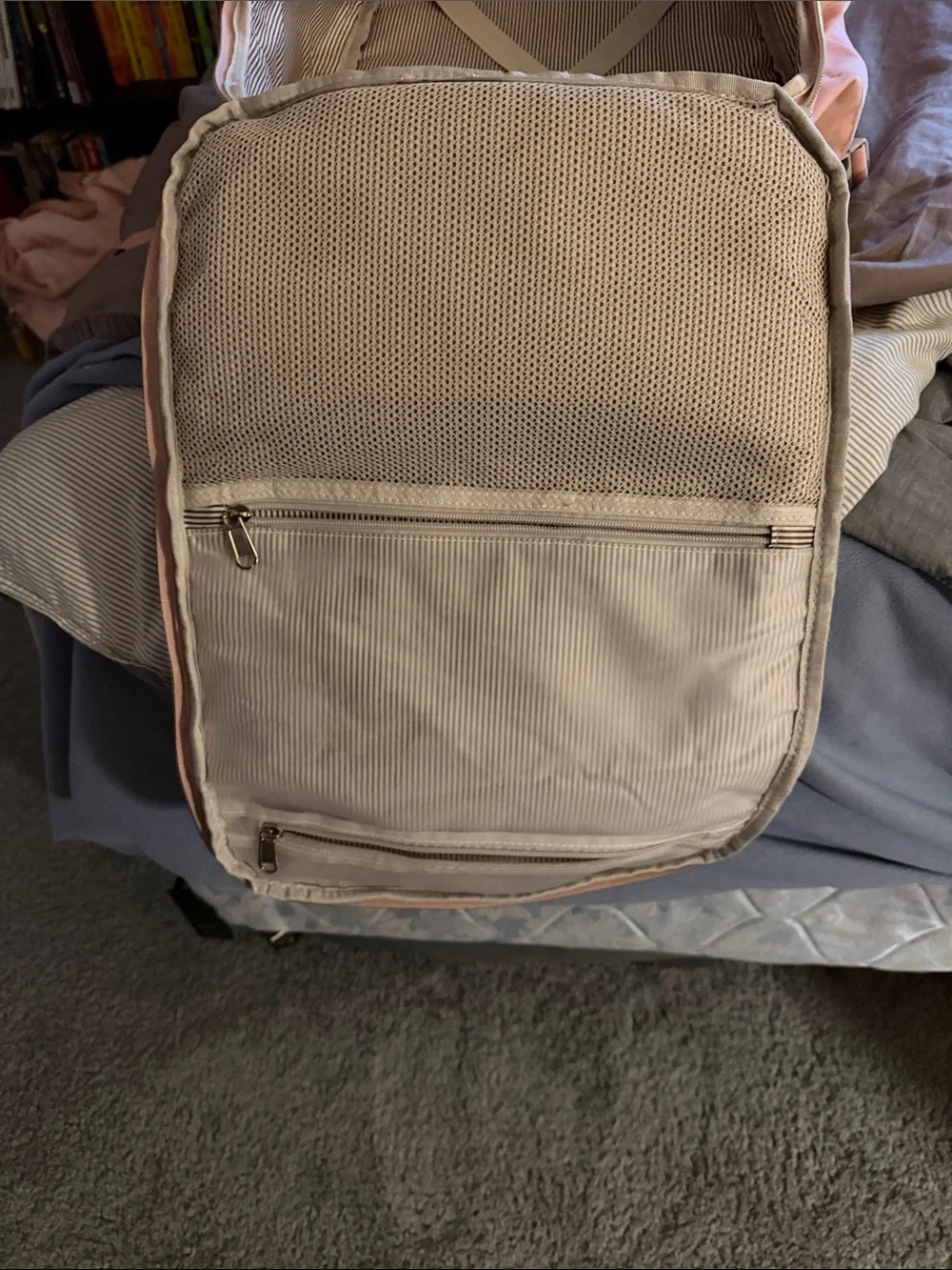 Lovenook Light Pink Travel Backpack with Gold Hardware